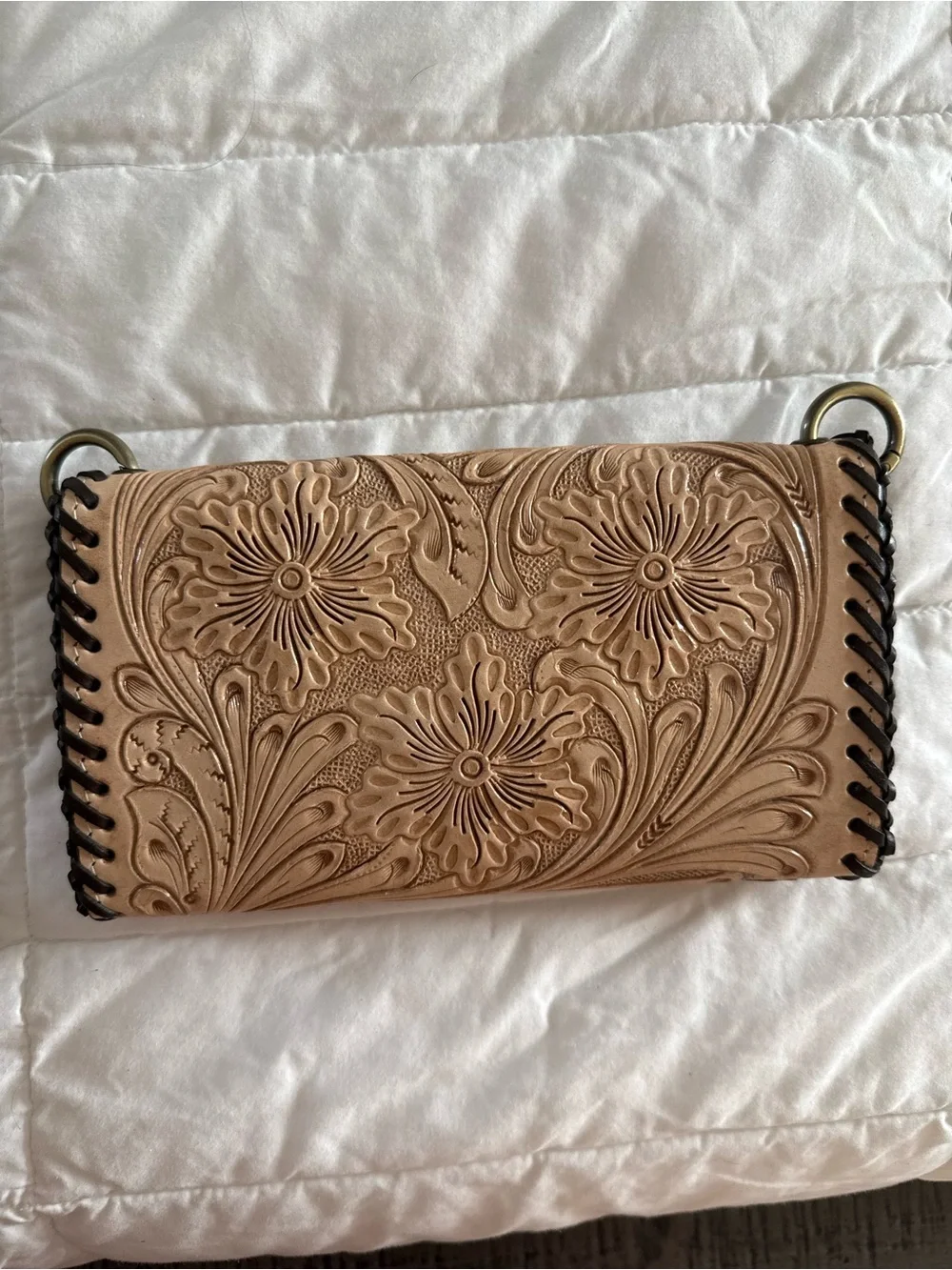 Genuine leather hand tooled wallet